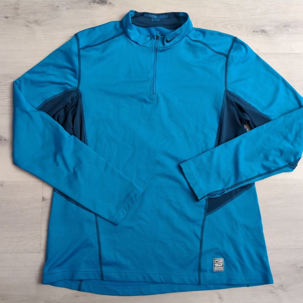 Nike Pro Combat Dri-Fit Fitted Quarter Zip Athletic Mens size XL Blue Fitted